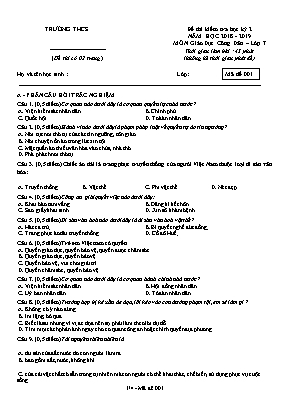 Đề kiểm tra học kỳ II môn Giáo dục công dân Lớp 7 - Mã đề 001 (Có đáp án)